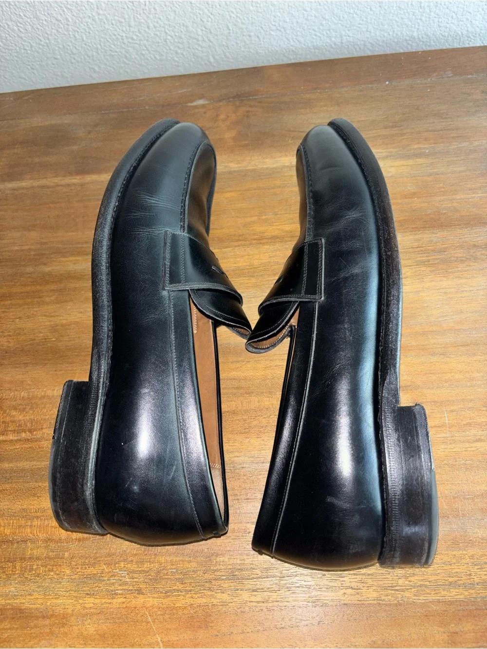 Salvatore Ferragamo Black Leather Penny Loafers